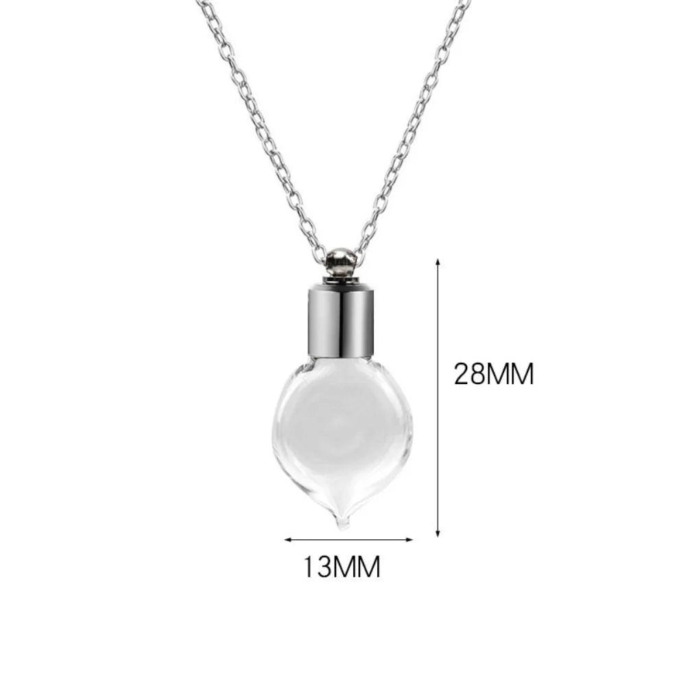 Transparent Glass Vial Necklace Wishing Bottle Dried Flower Pendant Jewellery Openable Screw Cap Steel Chain Charm Perfume Jars