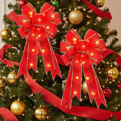 50cm Christmas Ribbon Bow Decorations Xmas Tree Fabric Edging Ribbon Bow Pendent Home Christmas Decoration Bows for Crafts 2025