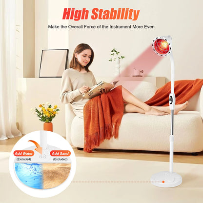 275W Adjustable Infrared Heat Lamp for Muscle&Joint Pain Relief, 360° Rotatable Infrared Therapeutic Light, 0-115℃ Temp Control