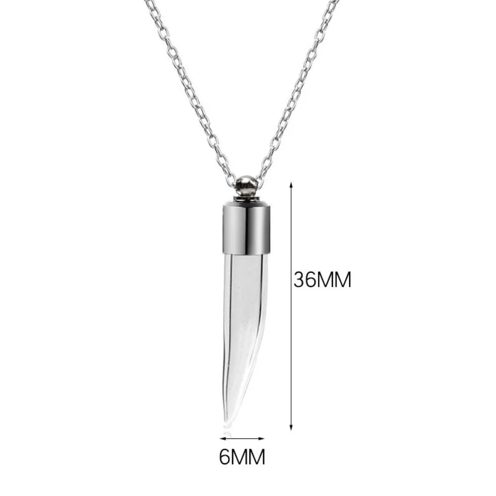 Transparent Glass Vial Necklace Wishing Bottle Dried Flower Pendant Jewellery Openable Screw Cap Steel Chain Charm Perfume Jars