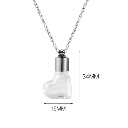 Transparent Glass Vial Necklace Wishing Bottle Dried Flower Pendant Jewellery Openable Screw Cap Steel Chain Charm Perfume Jars