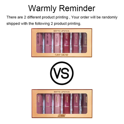 6 Colors Gold Bar Tube Lipstick Matte Texture Pearlescent Glitter Velvet Lipstick Valentine's Day Gift 6PCS