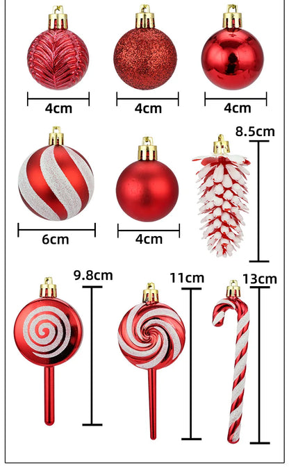 29/36/40pcs Christmas Ball Silver Red Christmas Tree Hanging Pendants Printed Special-shaped Gold Christmas Spheres 2024 New