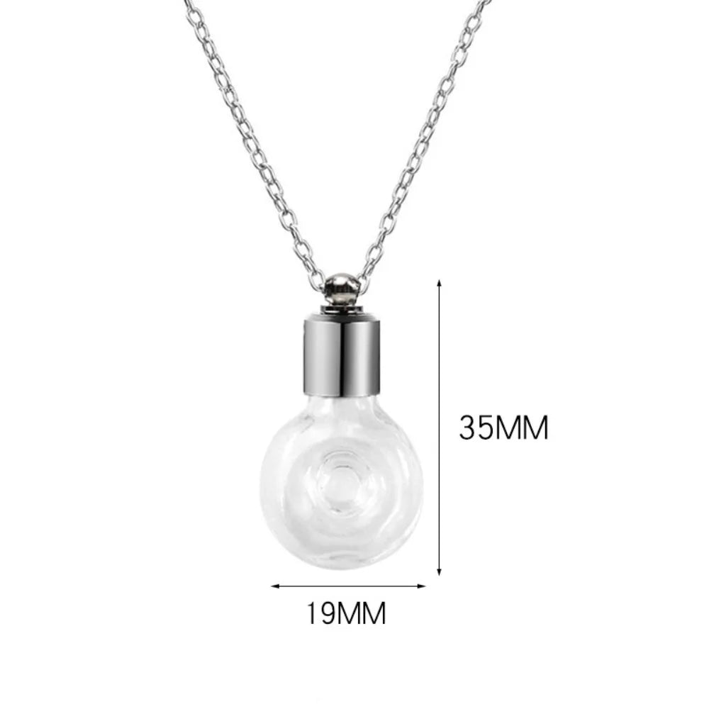 Transparent Glass Vial Necklace Wishing Bottle Dried Flower Pendant Jewellery Openable Screw Cap Steel Chain Charm Perfume Jars