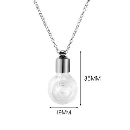 Transparent Glass Vial Necklace Wishing Bottle Dried Flower Pendant Jewellery Openable Screw Cap Steel Chain Charm Perfume Jars