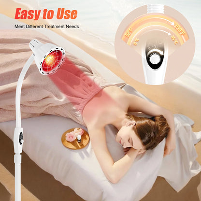275W Adjustable Infrared Heat Lamp for Muscle&Joint Pain Relief, 360° Rotatable Infrared Therapeutic Light, 0-115℃ Temp Control