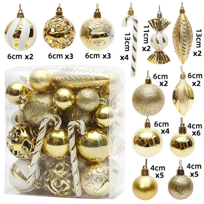29/36/40pcs Christmas Ball Silver Red Christmas Tree Hanging Pendants Printed Special-shaped Gold Christmas Spheres 2024 New