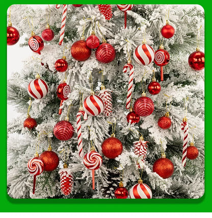 29/36/40pcs Christmas Ball Silver Red Christmas Tree Hanging Pendants Printed Special-shaped Gold Christmas Spheres 2024 New