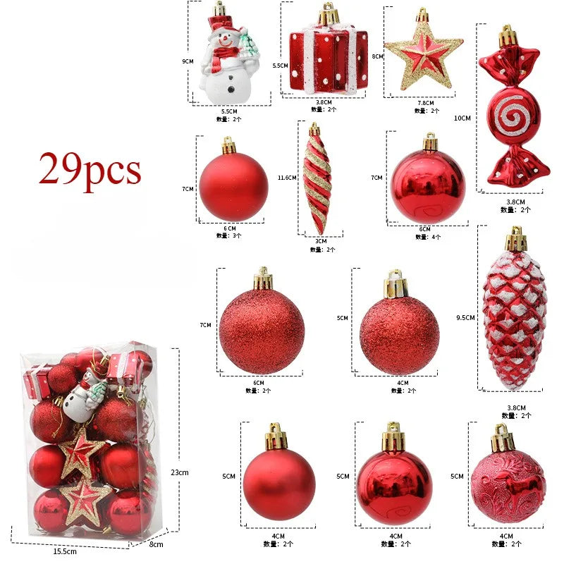 29/36/40pcs Christmas Ball Silver Red Christmas Tree Hanging Pendants Printed Special-shaped Gold Christmas Spheres 2024 New