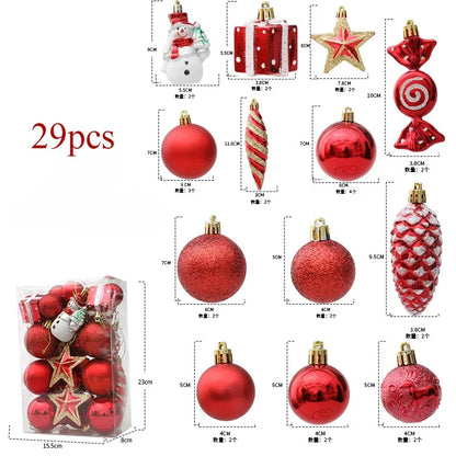 29/36/40pcs Christmas Ball Silver Red Christmas Tree Hanging Pendants Printed Special-shaped Gold Christmas Spheres 2024 New