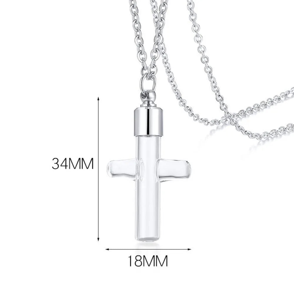 Transparent Glass Vial Necklace Wishing Bottle Dried Flower Pendant Jewellery Openable Screw Cap Steel Chain Charm Perfume Jars