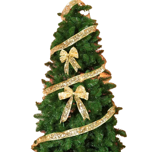 NNETM Christmas Ribbon Fairy Lights - Golden Garland-0