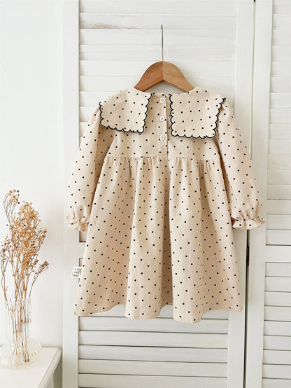Arrival Baby Girls Long Sleeves Dots Pattern Dress-1
