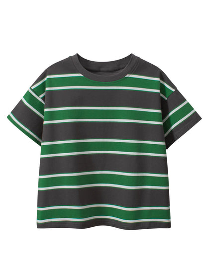 Summer Arrival Children Boys And Girls’ Vintage Striped Loose Short Sleeves T-Shirt In European And American Style For Summer-2