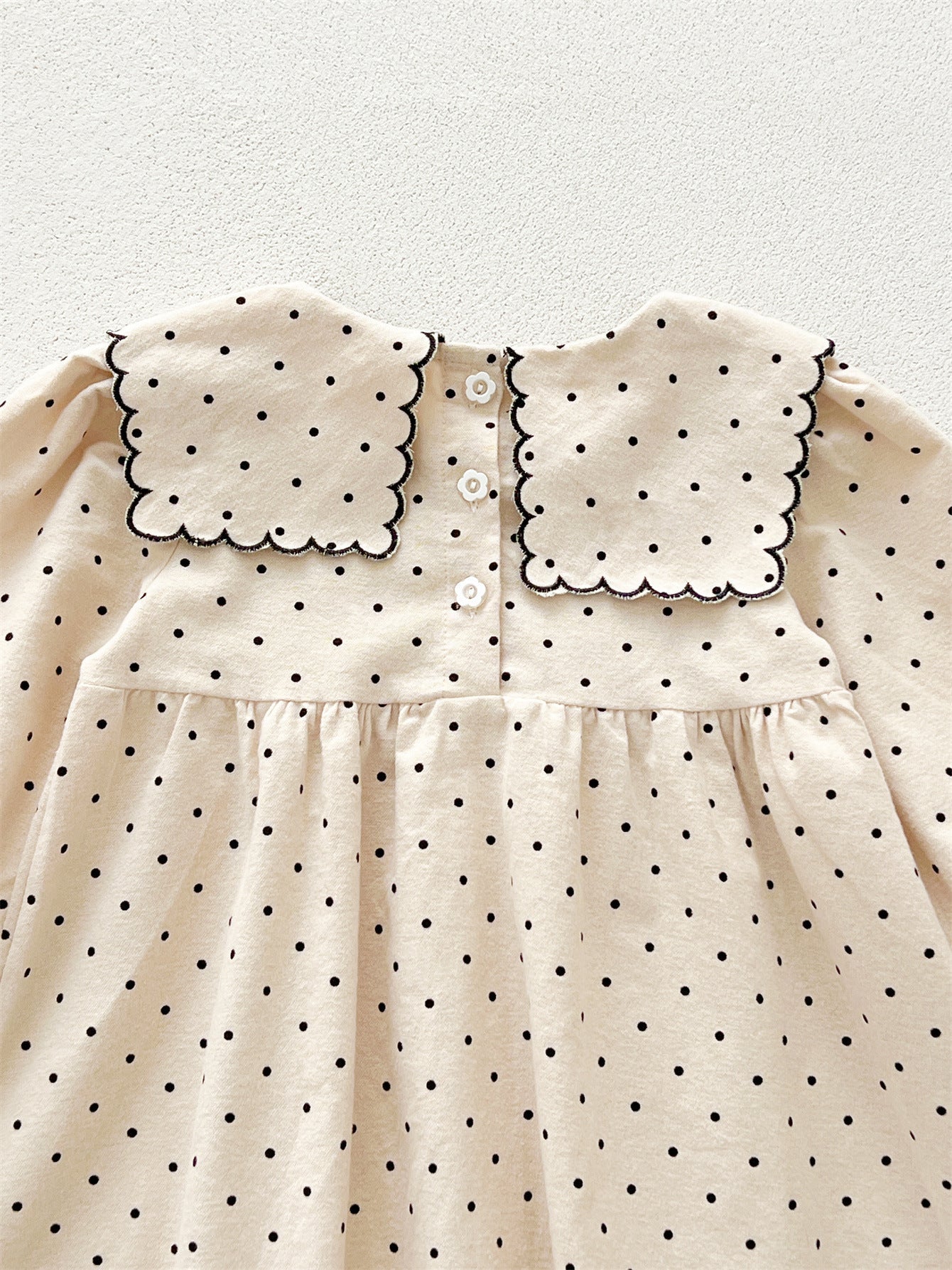 Arrival Baby Girls Long Sleeves Dots Pattern Dress-4