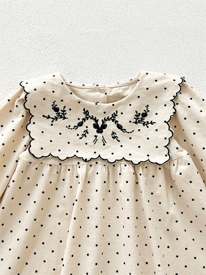 Arrival Baby Girls Long Sleeves Dots Pattern Dress-3